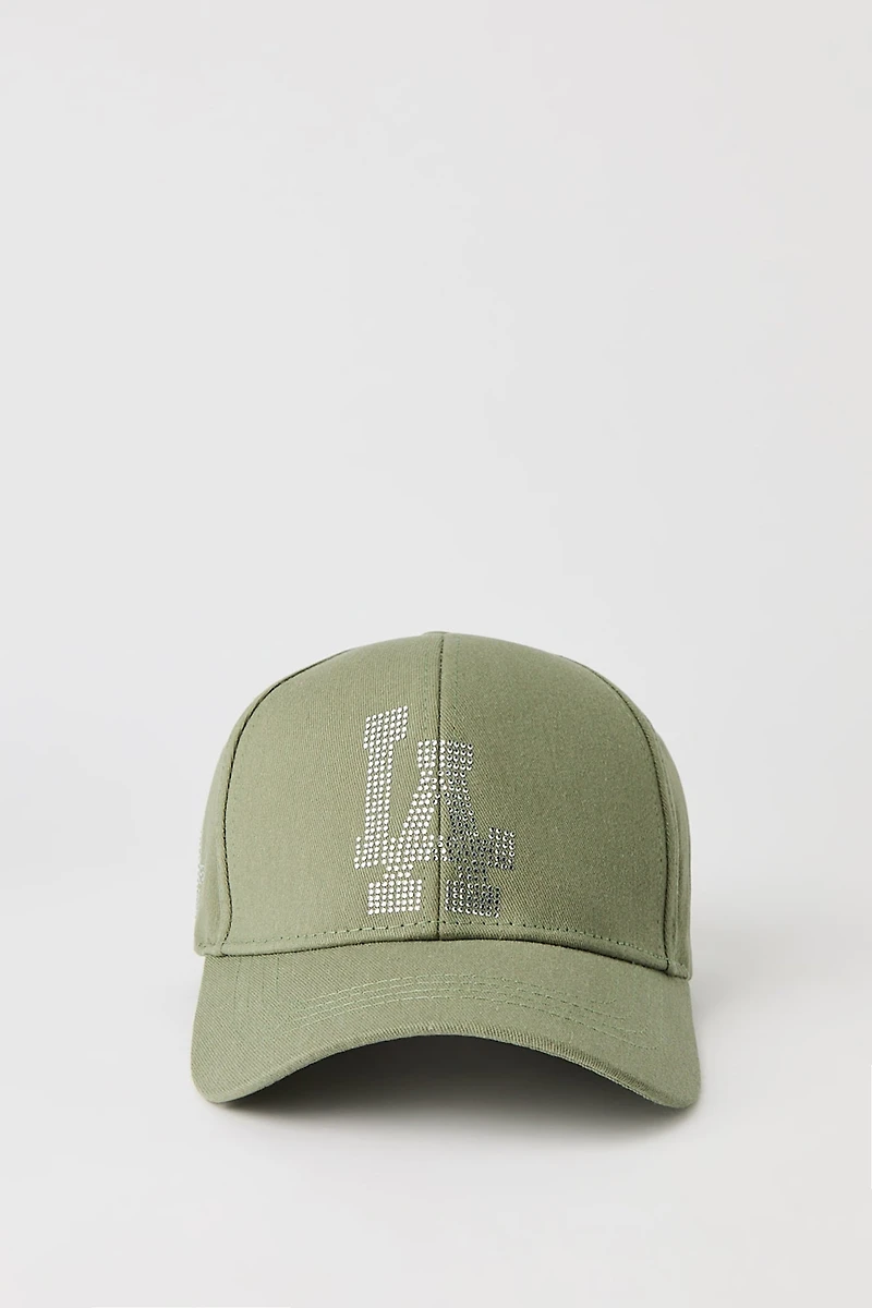 Casquette de baseball à imprimé Los Angeles avec pierres du Rhin