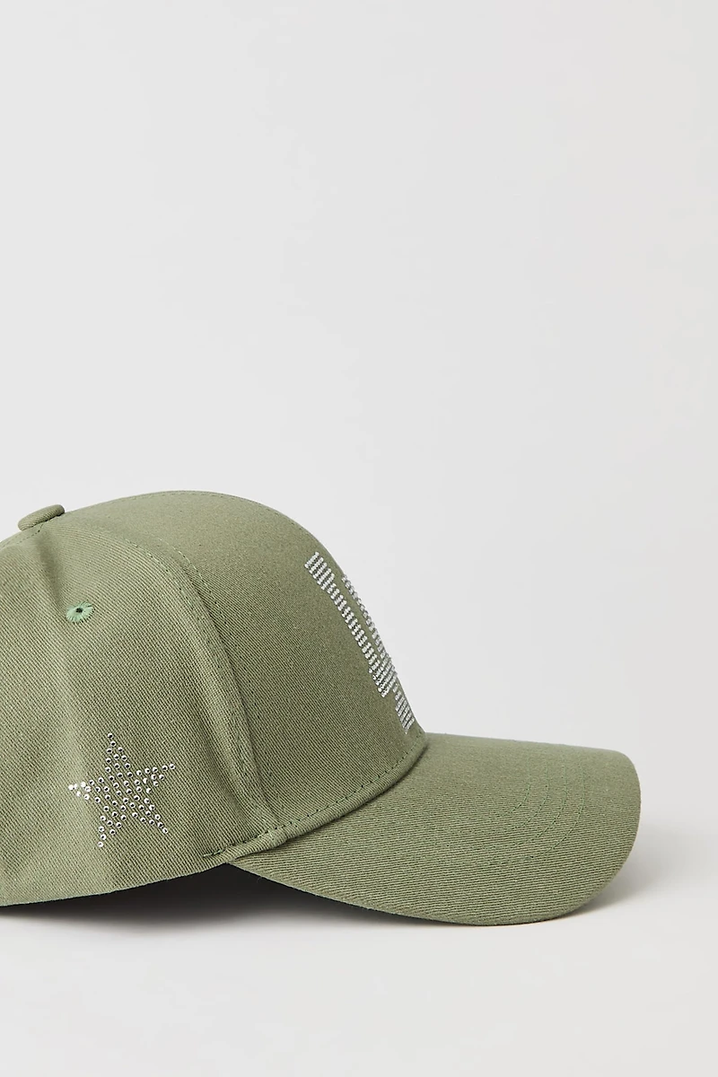 Casquette de baseball à imprimé Los Angeles avec pierres du Rhin