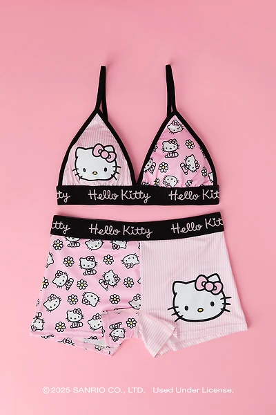 Ensemble avec soutien-gorge triangulaire et culotte garçonne à imprimé Hello Kitty