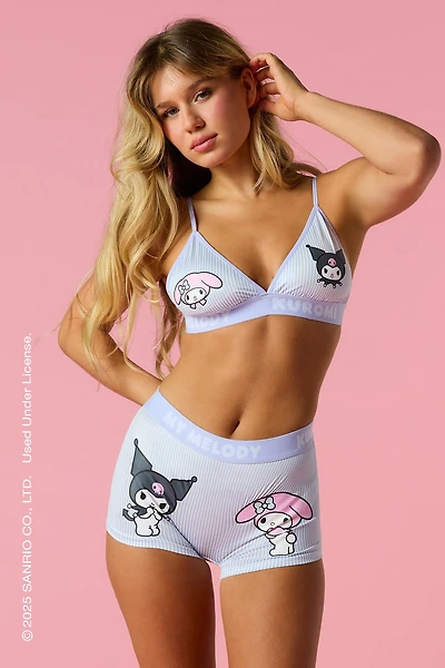 Kuromi™ & My Melody™ Triangle Bra Boy Short 2 Piece Set