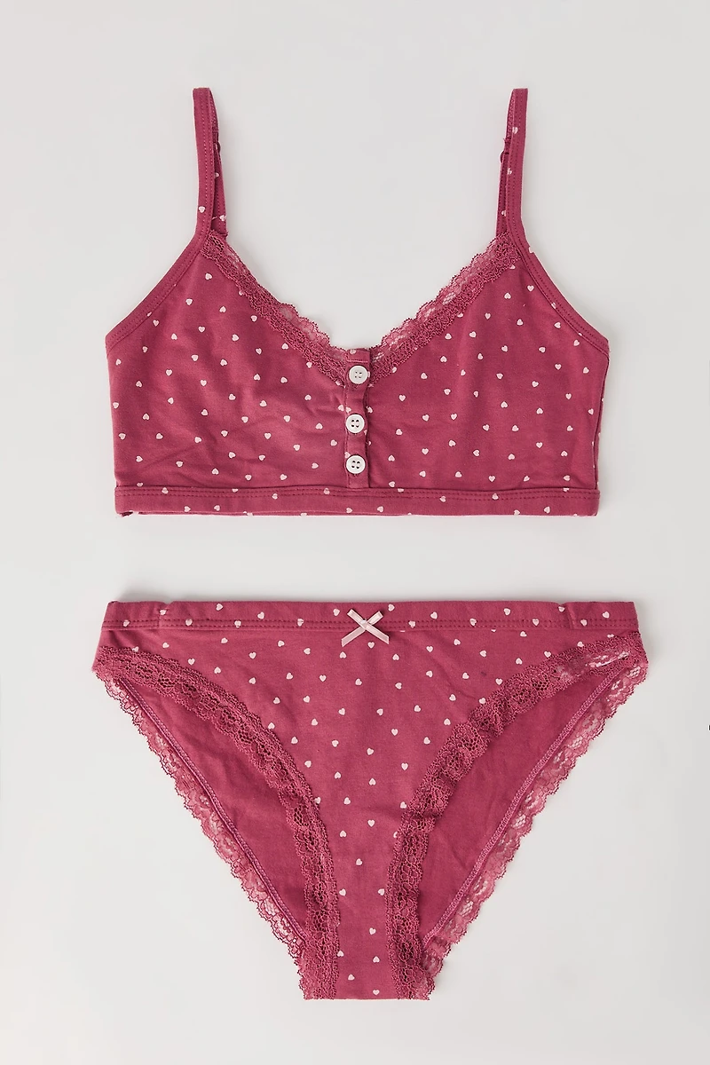 Ensemble 2 pièces camisole et culotte à bordure en dentelle