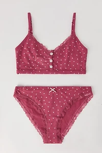 Ensemble 2 pièces camisole et culotte à bordure en dentelle