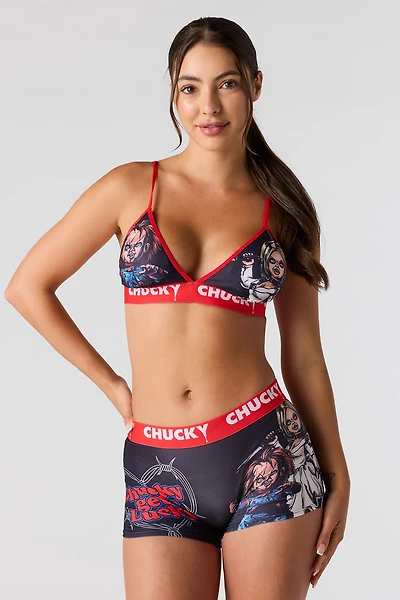 Horror Triangle Bralette & Boy Short Set