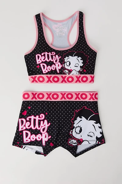 Ensemble 2 pièces soutien-gorge sport et short garçonne à imprimé Betty Boop