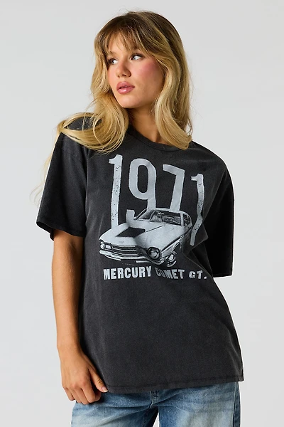 T-shirt de coupe garçonne à imprimé délavé Mercury Comet