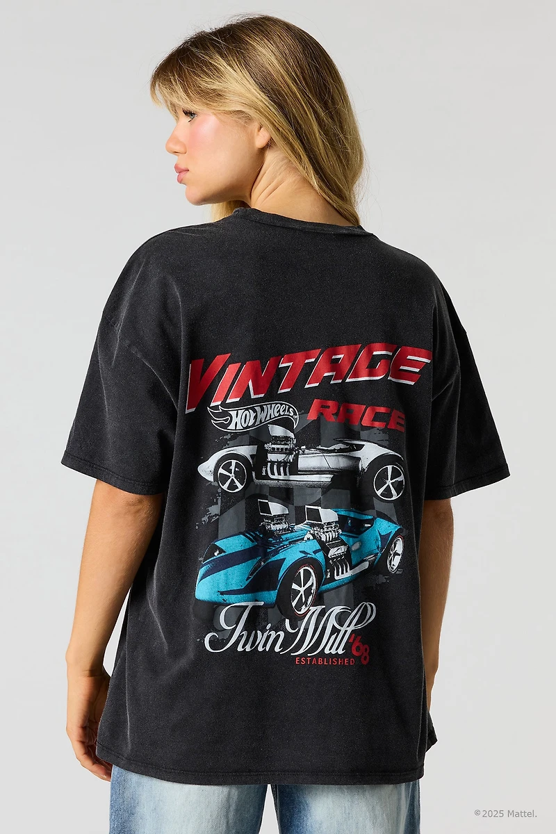 T-shirt de coupe garçonne à imprimé délavé Hot Wheels™