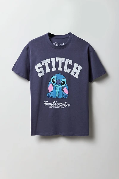 T-shirt de coupe garçonne à imprimé Stitch Troublemaker