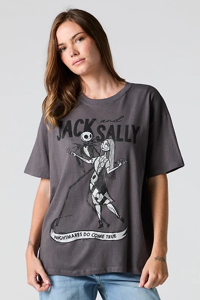 T-shirt de coupe garçonne à imprimé Jack & Sally
