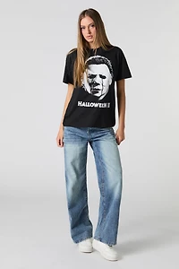 T-shirt coupe garçonne à imprimé Halloween