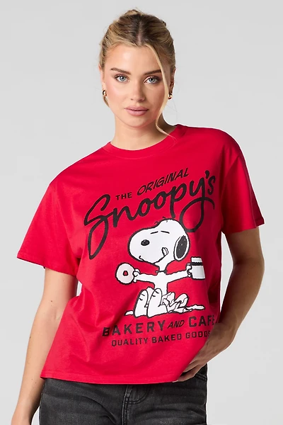 T-shirt coupe garçonne à imprimé Snoopy