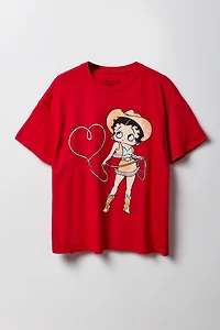 T-shirt de coupe garçonne à imprimé Betty Boop Cowgirl