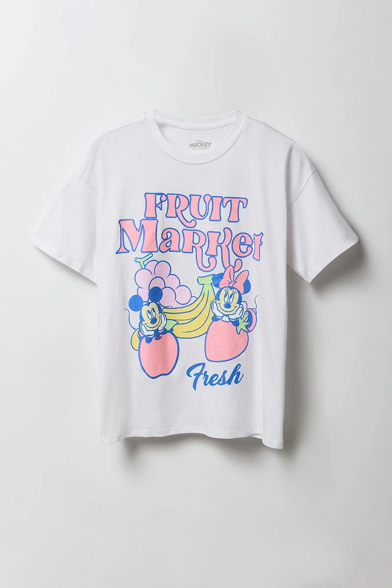 T-shirt de coupe garçonne à imprimé Mickey & Minnie