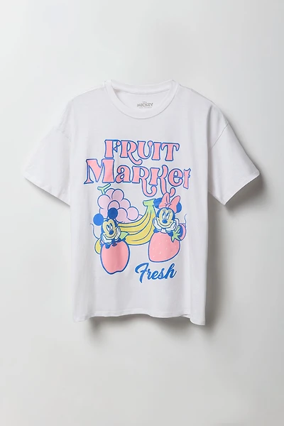 T-shirt de coupe garçonne à imprimé Mickey & Minnie
