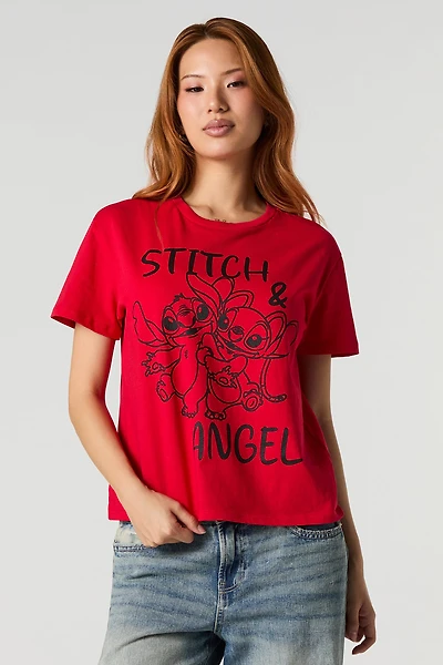 T-shirt carré à imprimé Stitch & Angel