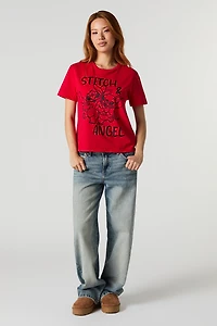 T-shirt carré à imprimé Stitch & Angel