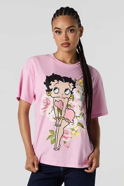 T-shirt de coupe garçonne à imprimé Betty Boop