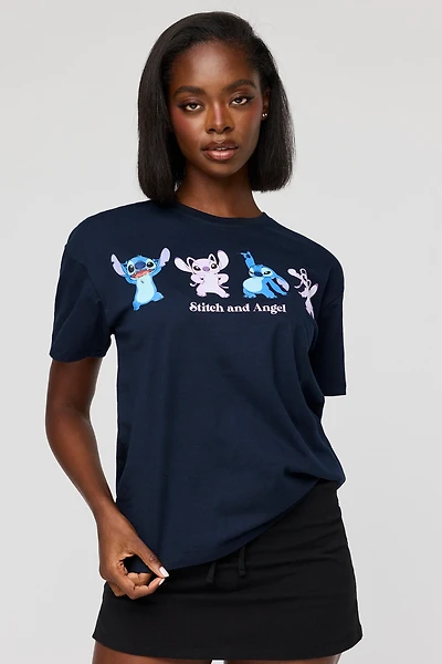 Stitch & Angel Graphic Boyfriend T-Shirt