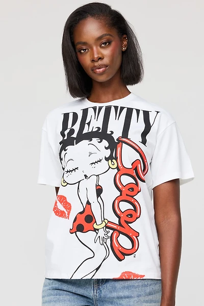 T-shirt de coupe garçonne à imprimé Betty Boop