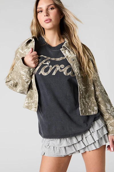 T-shirt coupe garçonne lavé à imprimé Ford Camo