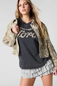 T-shirt coupe garçonne lavé à imprimé Ford Camo