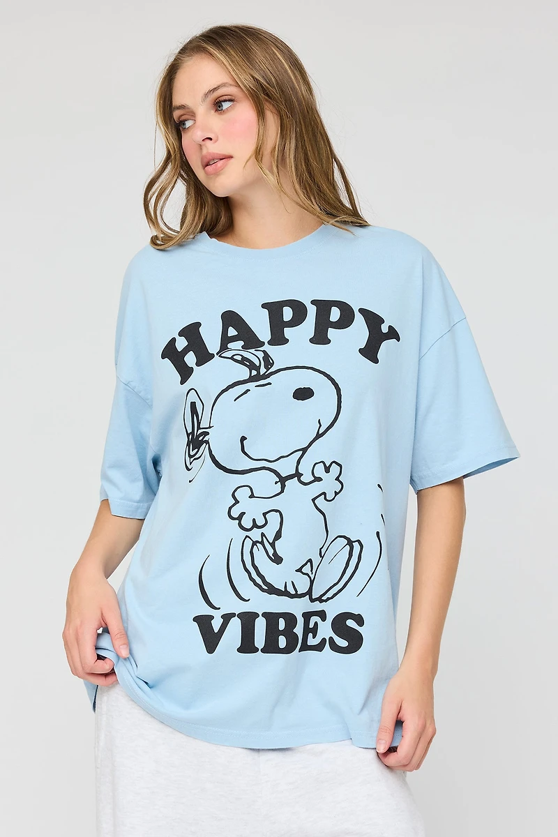 T-shirt de coupe garçonne à imprimé Peanuts Snoopy