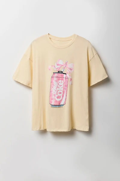 T-shirt coupe garçonne à imprimé Pink Diet Coke