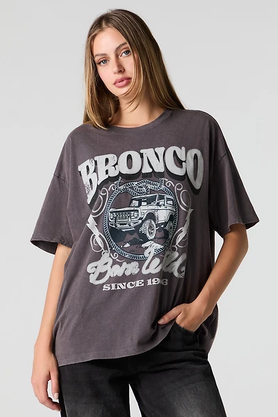 T-shirt de coupe garçonne délavé à imprimé Ford Bronco