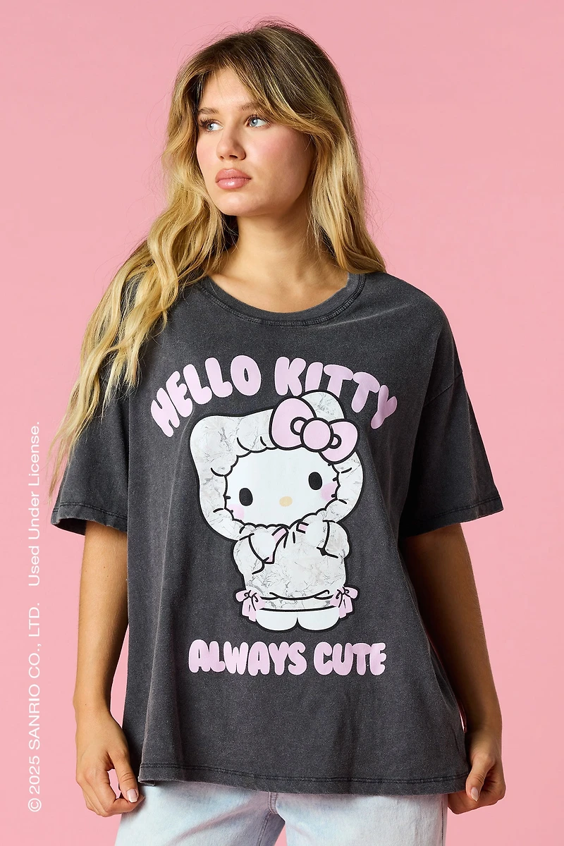 Hello Kitty® Graphic Washed Boyfriend T-Shirt