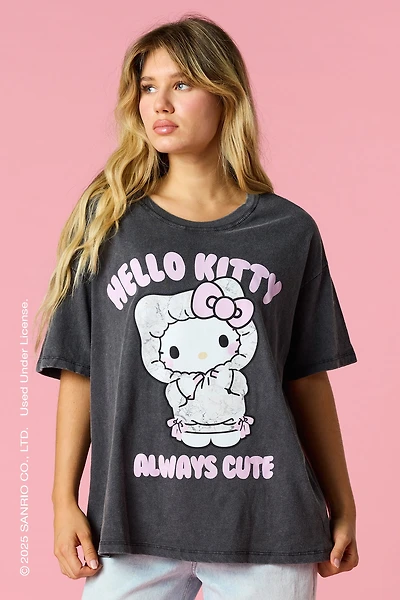 Hello Kitty® Graphic Washed Boyfriend T-Shirt