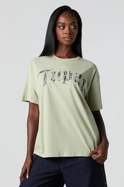 T-shirt de coupe garçonne à imprimé Tupac