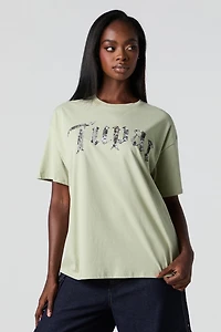 T-shirt de coupe garçonne à imprimé Tupac
