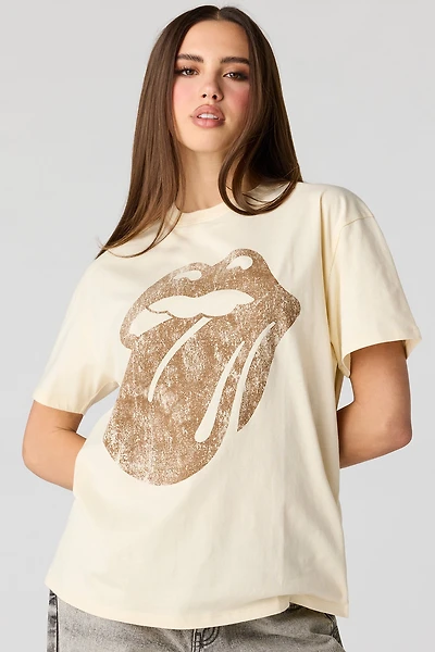 T-shirt de coupe garçonne à imprimé The Rolling Stones