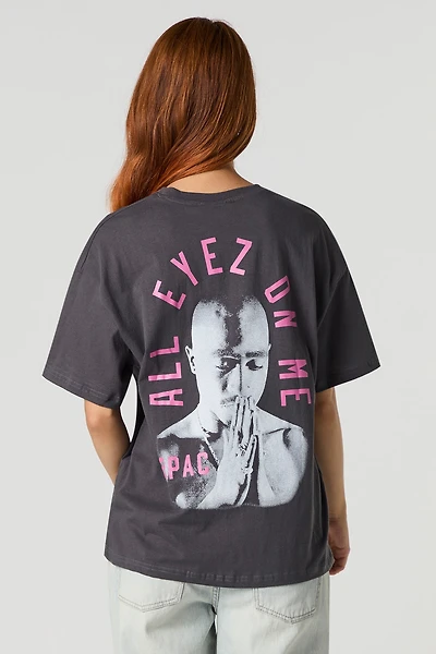 T-shirt coupe garçonne à imprimé Tupac