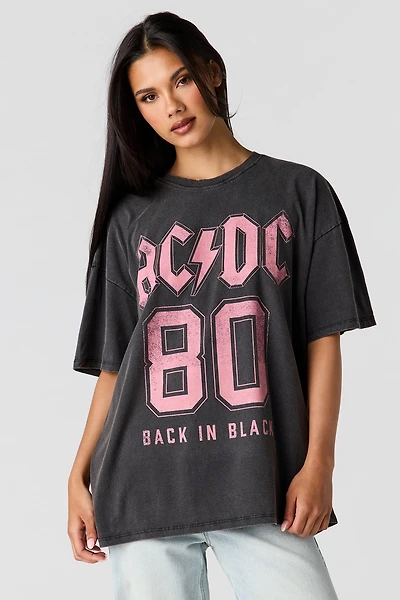 AC/DC Graphic Washed Boyfriend T-Shirt