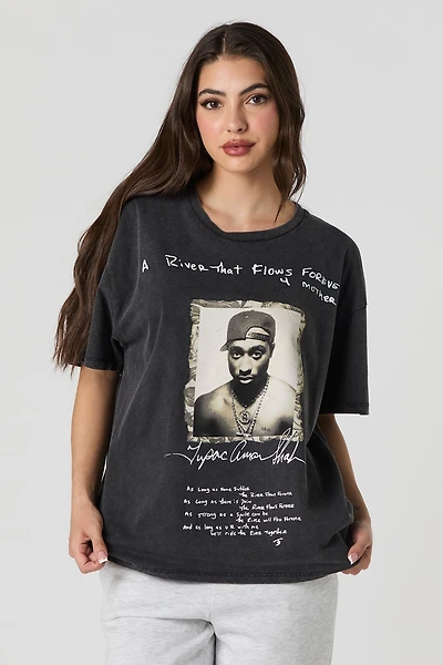 T-shirt coupe garçonne à imprimé Tupac