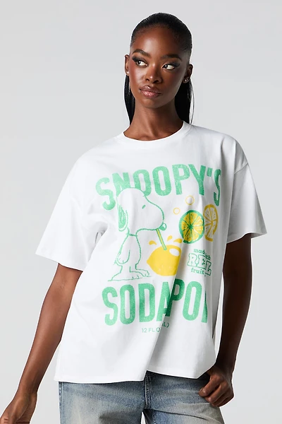 T-shirt de coupe garçonne à imprimé Snoopy Soda