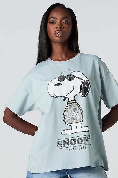 T-shirt de coupe garçonne à imprimé Snoopy