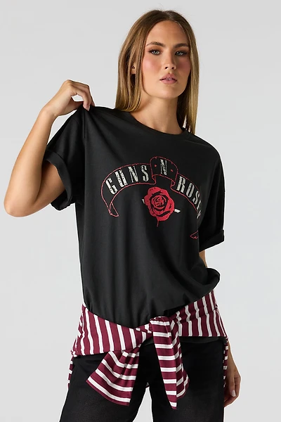 T-shirt de coupe garçonne à imprimé Guns & Roses