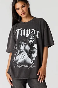 Tupac Graphic Washed Boyfriend T-Shirt