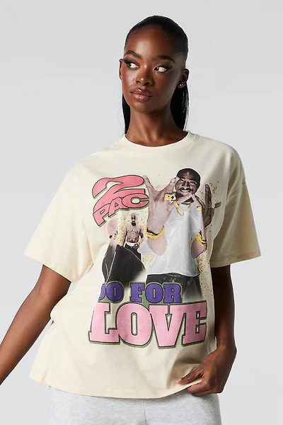T-shirt de coupe garçonne à imprimé Tupac