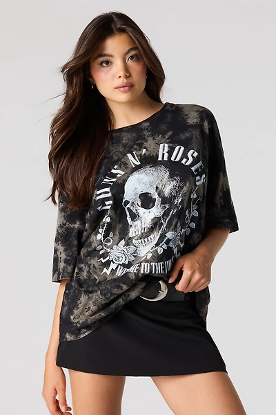 T-shirt surdimensionné délavé à imprimé Guns N Roses