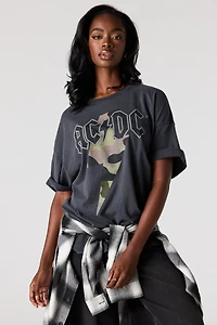 T-shirt surdimensionné délavé à imprimé ACDC