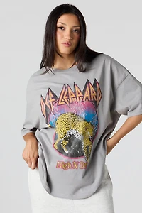 Def Leppard Graphic Washed Oversized T-Shirt