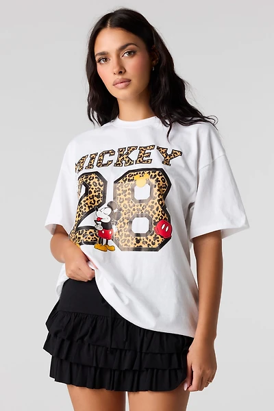 T-shirt de coupe garçonne à imprimé Mickey Mouse