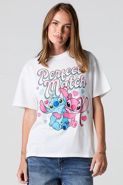 T-shirt coupe garçonne à imprimé Stitch Perfect Match