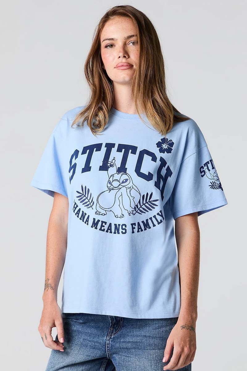 Stitch Ohana Means Family Graphic Boyfriend T-Shirt
