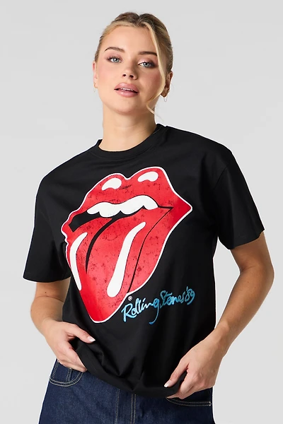 T-shirt coupe garçonne à imprimé Rolling Stones