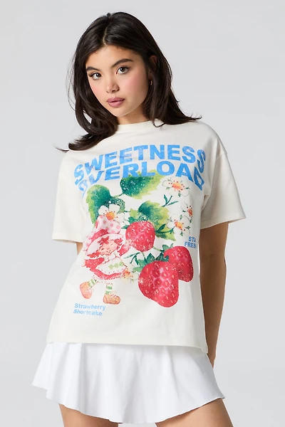 T-shirt coupe garçonne à imprimé Strawberry Shortcake