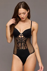 Maillot en filet et dentelle à imprimé Playboy