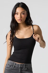 Ribbed Scoop Neck Cami with Built-in Cups